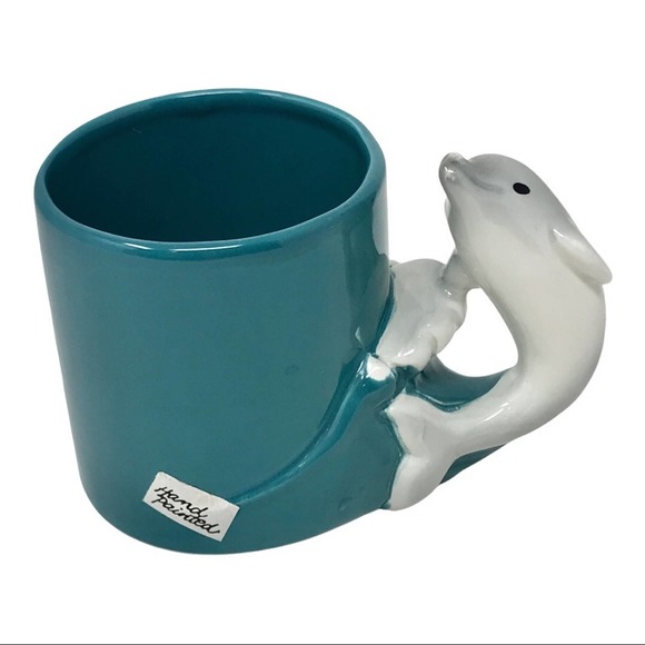 Bergschrund Other - Vintage NEW Dolphin Hand Painted Dolphin Teal Mug  by Bergschrund Seattle